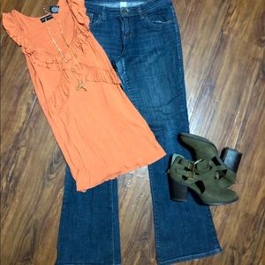 SO Jeans + NY&Co Burnt Orange Tank